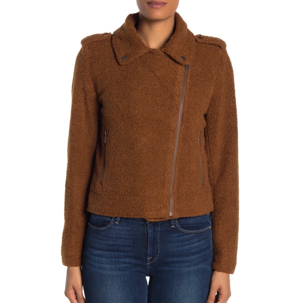 Max Studio Faux Shearling Zip Moto Jacket - Picture 5 of 12